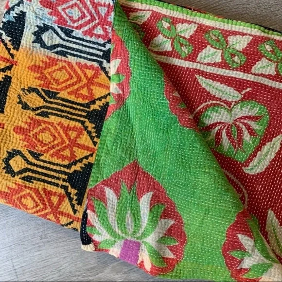 Antique Kantha Quilt Bedding Blanket Handmade